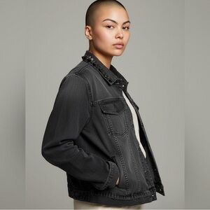 CAbi Charcoal Studded Jean Jacket